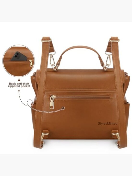 Mini Faux Leather Backpack Purse for Women, Small Vintage Design